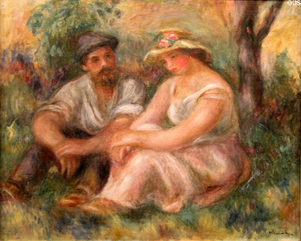 Conversation painting (1912) by Pierre-Auguste Renoir at National Museum of Wales. Cardiff, Wales.