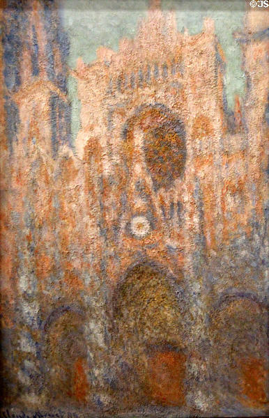 Rouen Cathedral: Setting Sun (Symphony in Grey & Pink) painting (1892-4) by Claude Monet at National Museum of Wales. Cardiff, Wales.