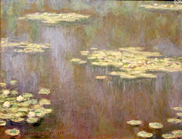 Waterlilies painting (1905) by Claude Monet at National Museum of Wales. Cardiff, Wales.