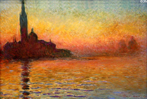 San Giorgio Maggiore by Twilight painting (1908) by Claude Monet at National Museum of Wales. Cardiff, Wales.
