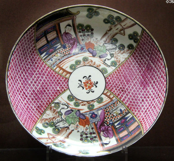 Soft-paste porcelain dish with segmented design (c1765-75) by Philip Christian of Liverpool at National Museum of Wales. Cardiff, Wales.