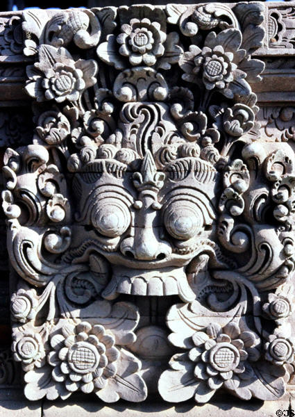 Carved face of Pura Taman Ayun temple at Mengwi. Bali, Indonesia.