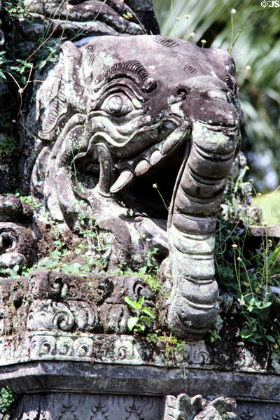 Carved elephant statue at a temple. Bali, Indonesia.