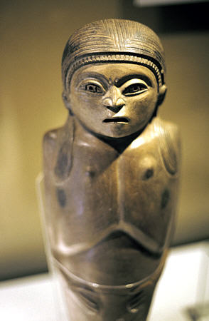 Curayacu (human figure) from San Bartolo area of Lima in Museum of Anthropology & Archeology. Peru.