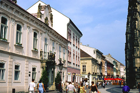 Archbishop's Palace (1804) & Streetscape beside cathedral, Kosice. Slovakia.