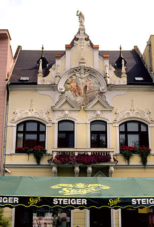 Building with mural on Ulica Hlavná, Kosice. Slovakia.