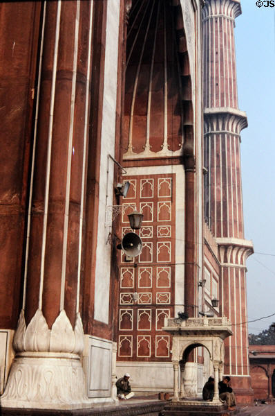 Colored stone architecture of Jama Masjid. Delhi, India.