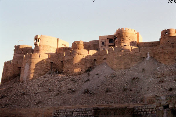 Jaiselmer fort on hill above town. India.