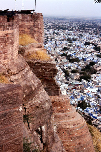 View from ramparts of fort in Jodhpur. India.