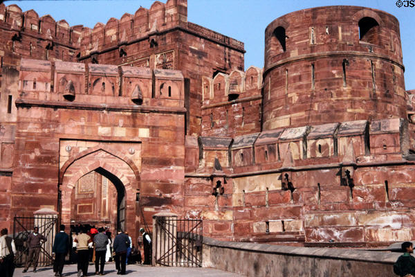 Entrance gates of Red Fort, Agra. India.