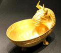 Hungarian gold shell-like cup with head of bull at Kunsthistorisches Museum. Vienna, Austria.