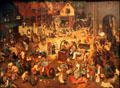 Fight between Carnival & Lent painting by Pieter Brueghel the Elder at Kunsthistorisches Museum. Vienna, Austria.