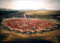 View of Vienna painting by Domenico Cetto shows city walls at Historical Museum of City of Vienna. Vienna, Austria.