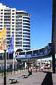 Monorail entering a circular station in Sydney. Sydney, Australia.