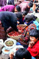 Socializing, selling and purchasing goods at the Saturday market in Thimpu. Bhutan.