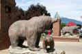 Statue of Grizzly Bears & Cub flank Revelstoke MacKenzie Ave. Revelstoke, BC.
