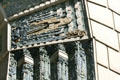 Colored terra cotta decoration over main door of Marine Building. Vancouver, BC.