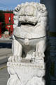 Lion at base of Vancouver Chinatown entrance gates. Vancouver, BC