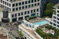 Fairmont Waterfront Hotel pool area from Harbour Centre observation deck. Vancouver, BC.