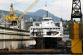 Ferry boat Island sky in dry-dock in North Vancouver. Vancouver, BC