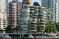Residential highrises across False Creek from Granville Island Market. Vancouver, BC.