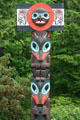 Northwest coast native totem pole in Stanley Park. Vancouver, BC