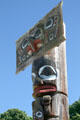 Detail of Haida mortuary pole by Bill Reid with Douglas Cranmer at Museum of Anthropology at UBC. Vancouver, BC