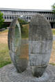 Oval Reflections sculpture by Carlos Basanta at Simon Fraser University. Vancouver, BC.
