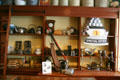 Antique household goods in heritage general store at Burnaby Village Museum. Burnaby, BC.