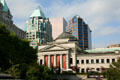 Vancouver Art Gallery ringed by highrise buildings. Vancouver, BC.
