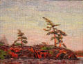 Split Rock Island painting on board by Tom Thomson at McMichael Gallery. Kleinburg, ON.