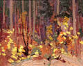Dappled Thicket painting on board by Tom Thomson at McMichael Gallery. Kleinburg, ON.