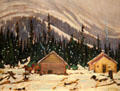 Snow, Lake O'Hara painting on board by J.E.H. Macdonald at McMichael Gallery. Kleinburg, ON.