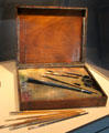 Wooden paint box & artist tools of Lawren Harris at McMichael Gallery. Kleinburg, ON.
