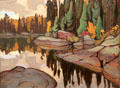 Algoma Reflection painting on board by Lawren Harris at McMichael Gallery. Kleinburg, ON.