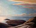 Shore Rocks painting on board by Lawren Harris at McMichael Gallery. Kleinburg, ON.
