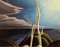 Sentinels painting on board by Lawren Harris at McMichael Gallery. Kleinburg, ON.