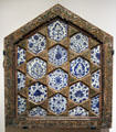 Fritware tiles from Syria mounted in French wooden frame at Aga Khan Museum. Toronto, ON.