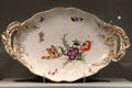 Porcelain tray painted with flowers by Ludwigsburg of Germany at Gardiner Museum. Toronto, ON.