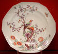 Porcelain charger painted with flowers & bird by Du Paquier of Vienna, Austria at Gardiner Museum. Toronto, ON.
