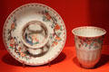 Porcelain chocolate cup & trembleuse saucer by Du Paquier of Vienna, Austria at Gardiner Museum. Toronto, ON.
