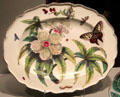 Fritware platter with 'Hans Sloane' botanical design by Chelsea of London at Gardiner Museum. Toronto, ON.