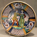 Majolica dish with scene of two lovers from Deruta, Italy at Gardiner Museum. Toronto, ON