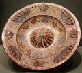Earthenware dish with luster decoration from Valencia, Spain at Gardiner Museum. Toronto, ON.