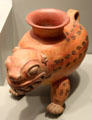 Costa Rica earthenware jaguar effigy tripod vessel from Guanacaste-Nicoya zone at Gardiner Museum. Toronto, ON.