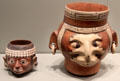 Wari style portrait head drinking cup from Central Coast Peru at Gardiner Museum. Toronto, ON.