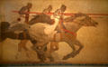 Richard Lion Heart crusader knights in chain mail on horseback mural by Sylvia Hahn at Royal Ontario Museum. Toronto, ON.