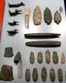 Early native stone tools & carvings found in Ontario at Royal Ontario Museum. Toronto, ON.