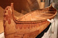Native birchbark freight canoe by César Newashish Manowan of Quebec at Royal Ontario Museum. Toronto, ON