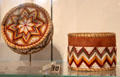 Ojibwe porcupine quill box with zigzag design from Ontario at Royal Ontario Museum. Toronto, ON.